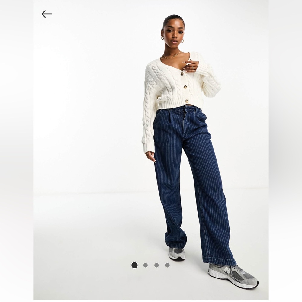 ASOS Cream Cable Knit Button-Front Cardigan